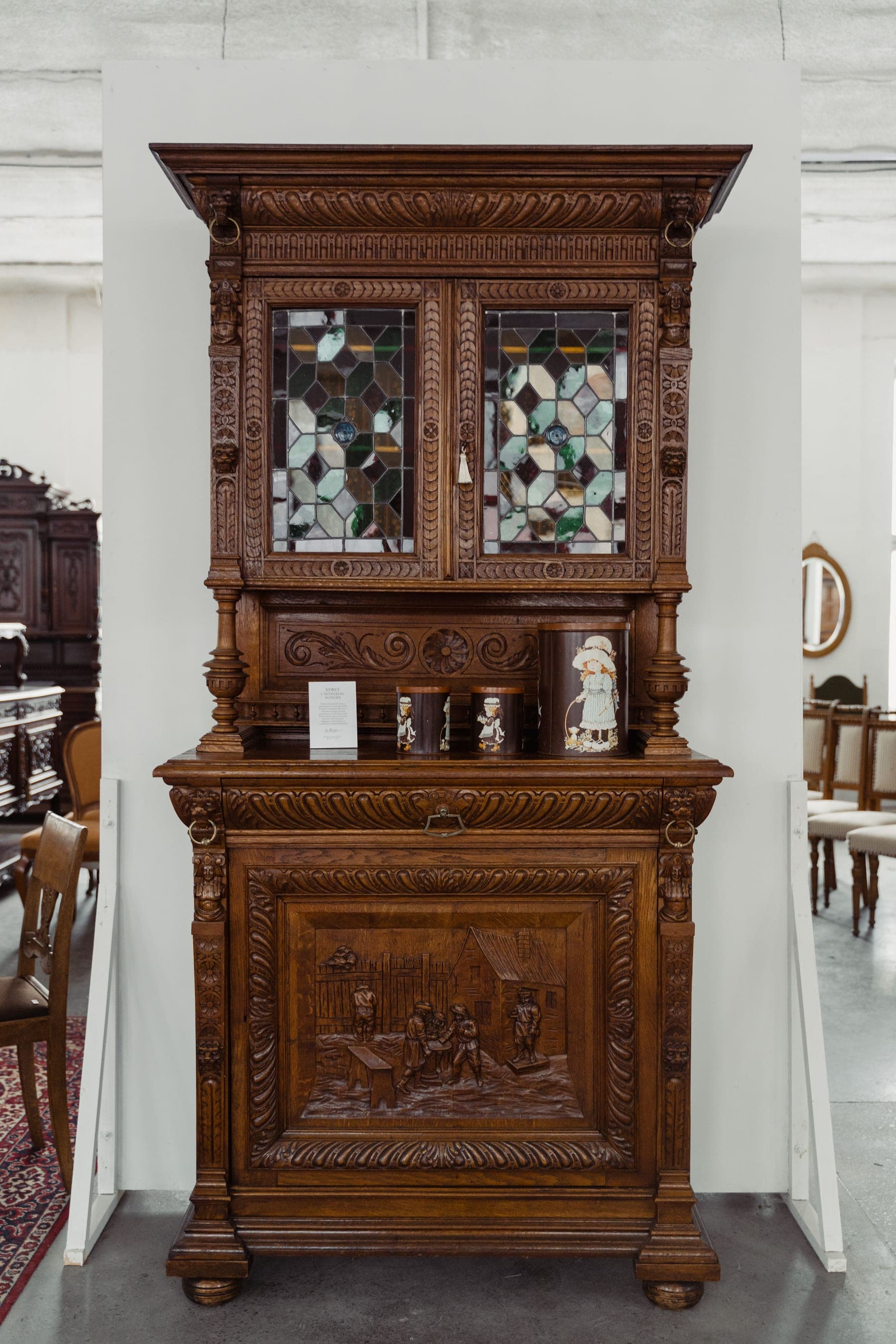 Detailed grain and joinery on a heritage cupboard